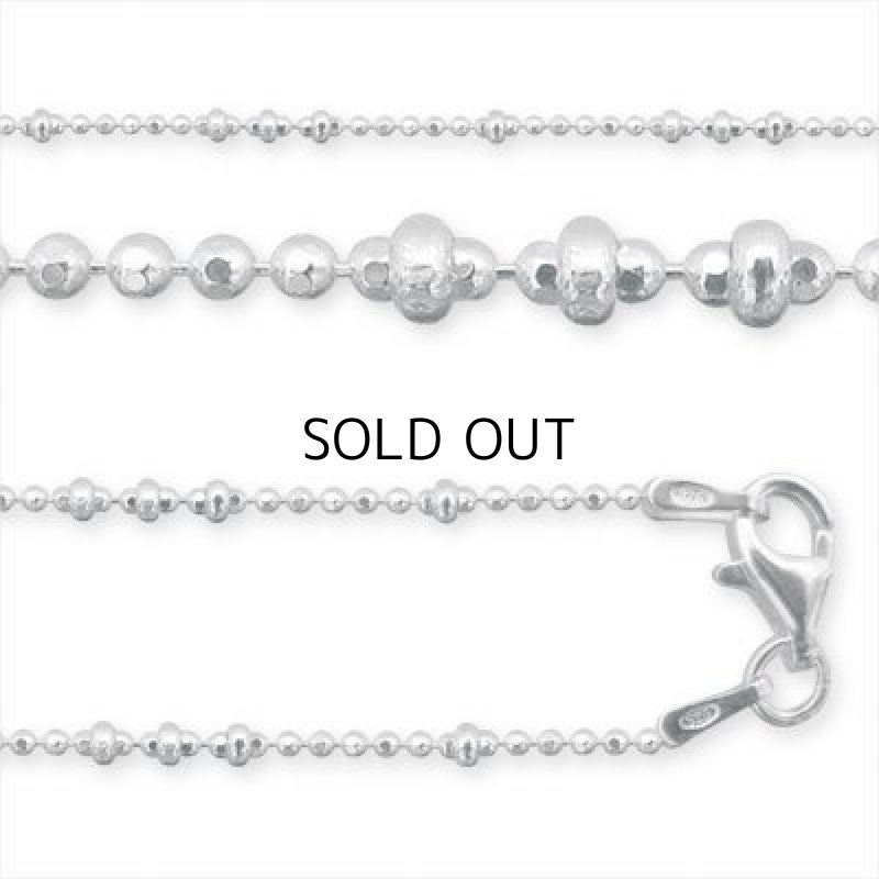 SV ネックレス 40cm カットボール＋ビーズ 1.25mm幅