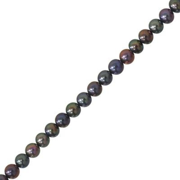 淡水パール　5+9本が3ミリ+1連が2.5ミリ 淡水パール(ブラック染) ポテト連 5-5.5mm - アサオ工芸オンライショップ