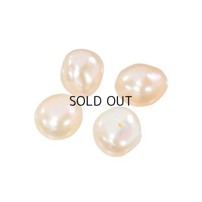 画像1: 淡水パール(オレンジ) バロック(片穴) 8-9mm (1)