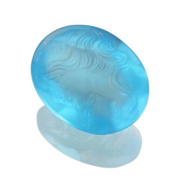 ブルートパーズ オーバル(カービング) 18x23mm - アサオ工芸オンライ  