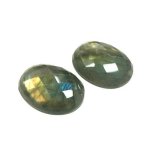 画像1: ラブラドライト オーバルチェッカーカボ 13x18mm (1)