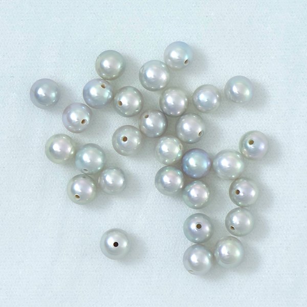 アコヤ真珠(ナチュラルブルー) ラウンド(片穴) 4.5-5mm - アサオ工芸