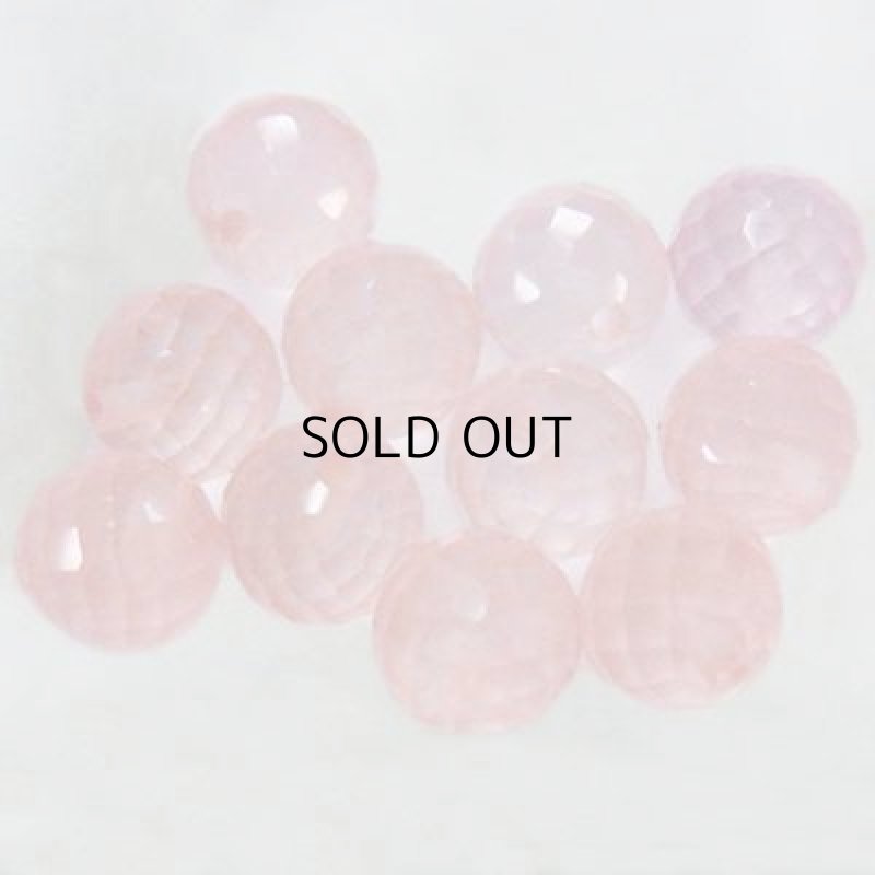 画像1: ローズクォーツ カットボール(片穴) 6-6.5mm (1)