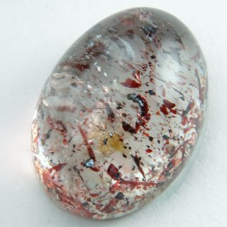 ヘマタイトinクォーツ オーバルカボ 12.6x20.2mm - アサオ工芸