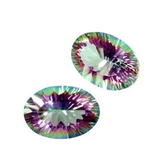 グリーンクォーツ オーバルコンケーブカット 10x14mm - アサオ工芸