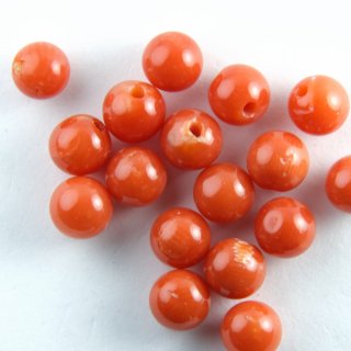 珊瑚赤サンゴ 丸玉(貫通) 5.4mm-3.5mm、280ct（48）