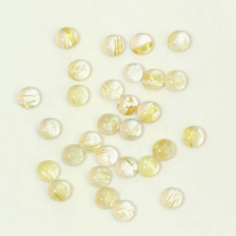 画像1: ルチレイテッドクォーツ ラウンドカボ 3mm (1)