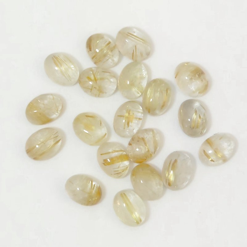 画像1: ルチレイテッドクォーツ オーバルカボ 6x8mm (1)
