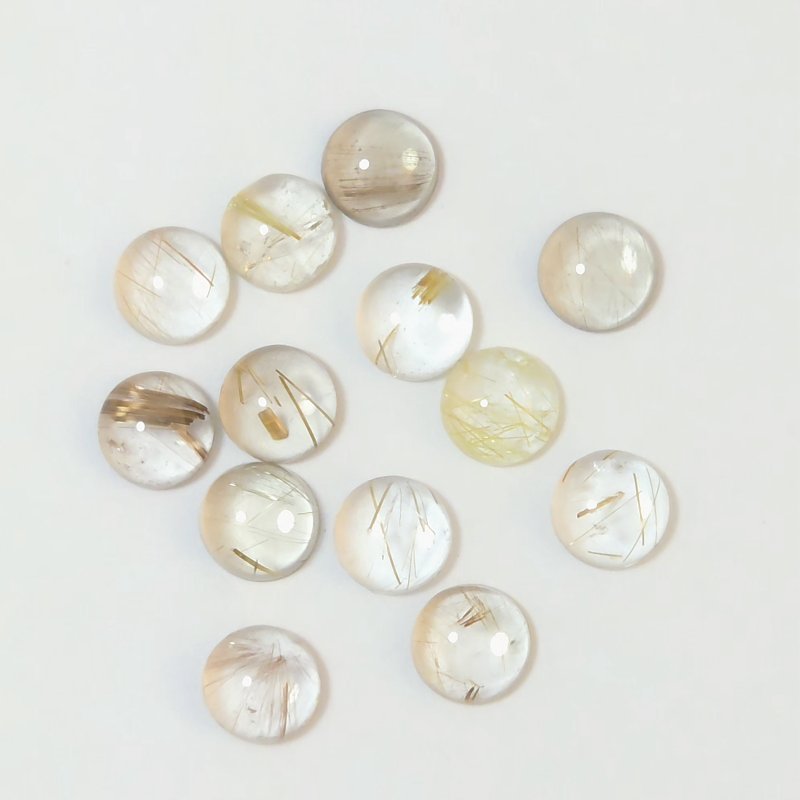 画像1: ルチレイテッドクォーツ ラウンドカボ 7mm (1)