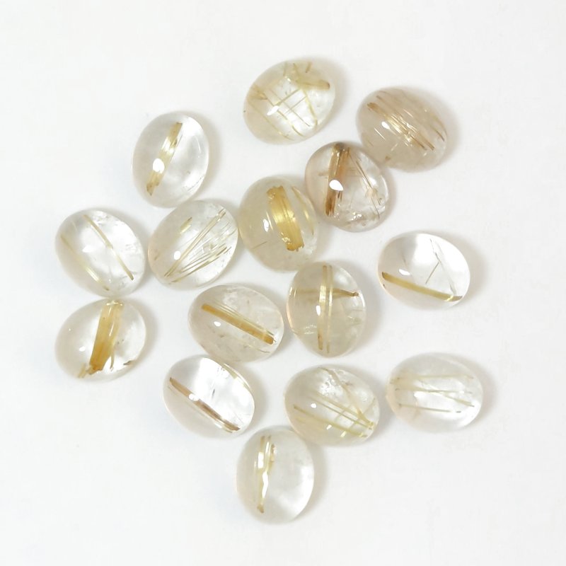 画像1: ルチレイテッドクォーツ オーバルカボ 8x10mm (1)