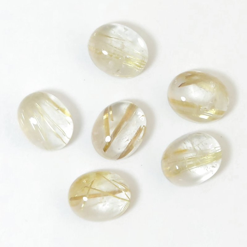 画像1: ルチレイテッドクォーツ オーバルカボ 9x11mm (1)