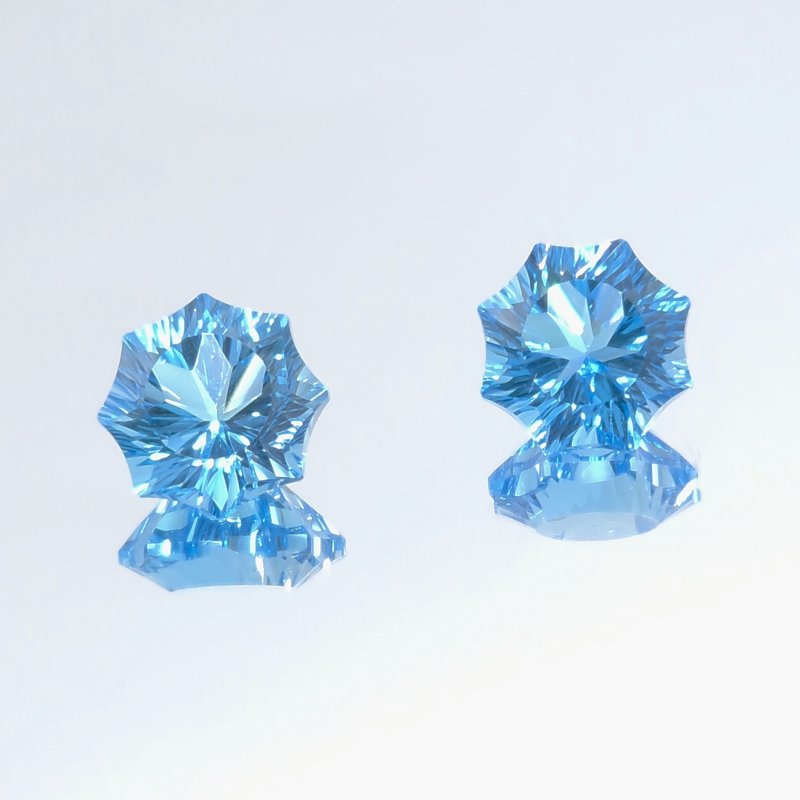 画像1: ブルートパーズ コンケーブフラワーカット 12mm (1)