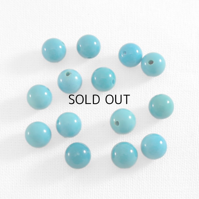 画像1: トルコ石 丸玉(片穴) 12mm (1)