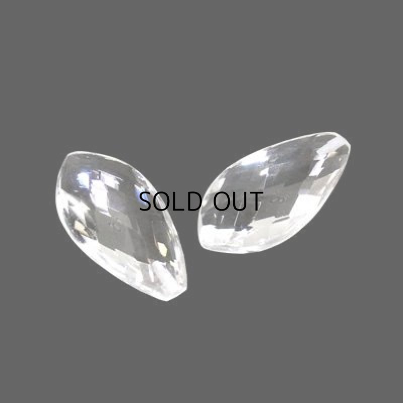 画像1: 白水晶 ペアファセット(片穴) 10x20x6mm (1)